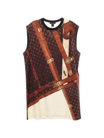 Pre-owned Louis Vuitton 2010s Trunk Print Dress In Brown
