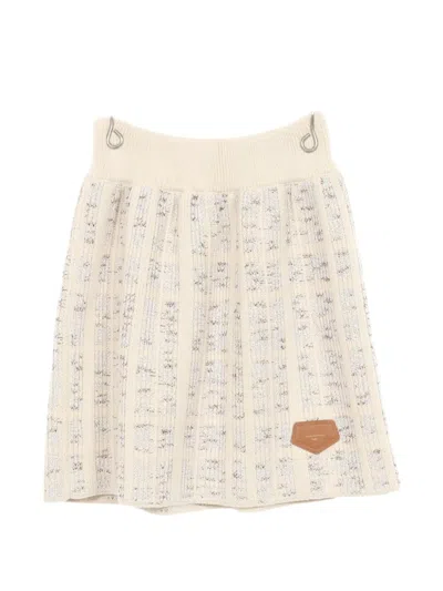 Pre-owned Louis Vuitton 2010s Tweed Knit Mini Skirt In Neutrals