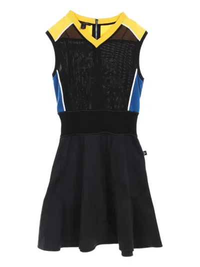 Pre-owned Louis Vuitton 2010s V-neck Mesh Panel Dress In Black