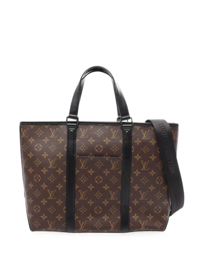 Pre-owned Louis Vuitton 2010s Weekend Tote Pm Monogram Macassar Tote Bag In Brown