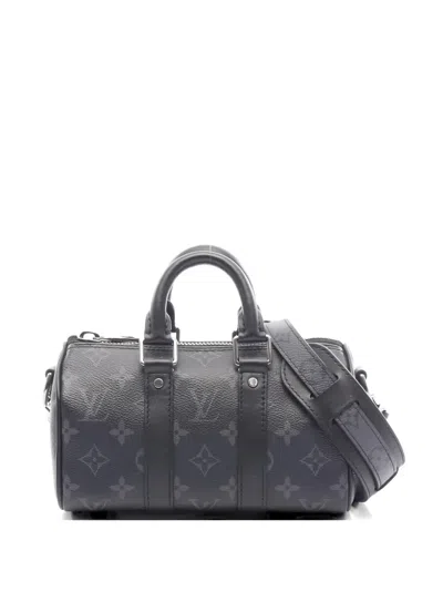 Pre-owned Louis Vuitton 2010s Xs Reverse Monogram Eclipse Keepall Handbag In Gray