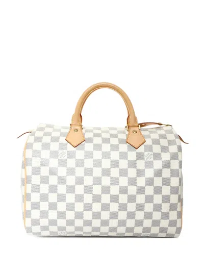 Pre-owned Louis Vuitton 2011 30 Speedy Damier Tote Bag In White