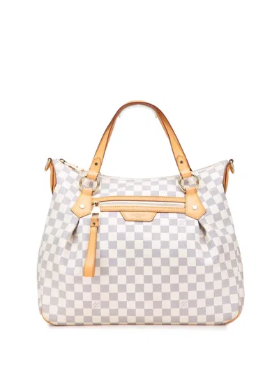 Pre-owned Louis Vuitton 2011 Damier Azur Evora Mm Satchel In White