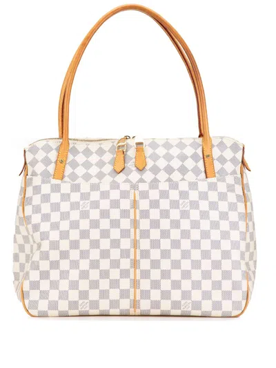 Pre-owned Louis Vuitton 2011 Damier Azur Figheri Gm Shoulder Bag In White