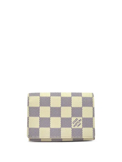 Pre-owned Louis Vuitton 2011 Damier Azur Flap Card Case In White