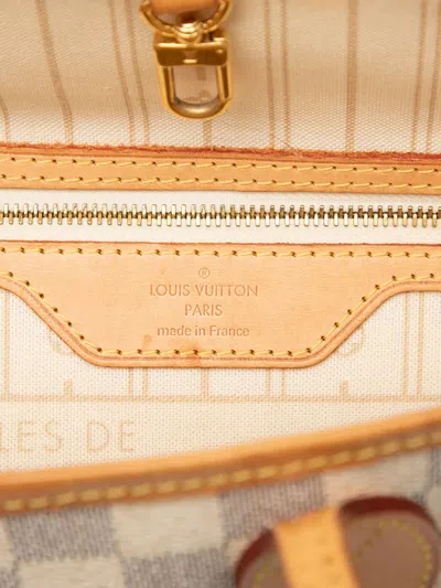 Pre-owned Louis Vuitton 2011 Damier Azur Neverfull Pm Tote Bag In White