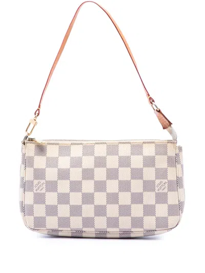 Pre-owned Louis Vuitton 2011 Damier Azur Pochette Accessoires Shoulder Bag In White