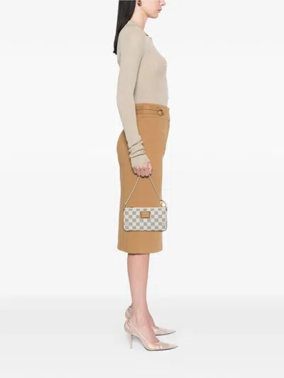 Pre-owned Louis Vuitton 2011 Damier Azur Pochette Milla Mm Handbag In White