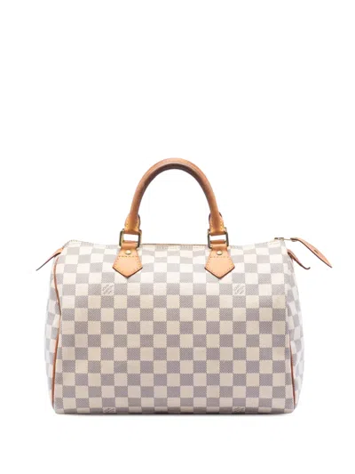 Pre-owned Louis Vuitton 2011 Damier Azur Speedy 30 Boston Bag In White
