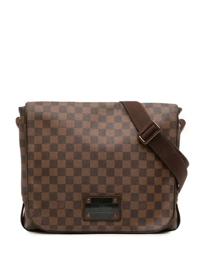 Pre-owned Louis Vuitton 2011 Damier Ebene Brooklyn Mm Crossbody Bag In Brown