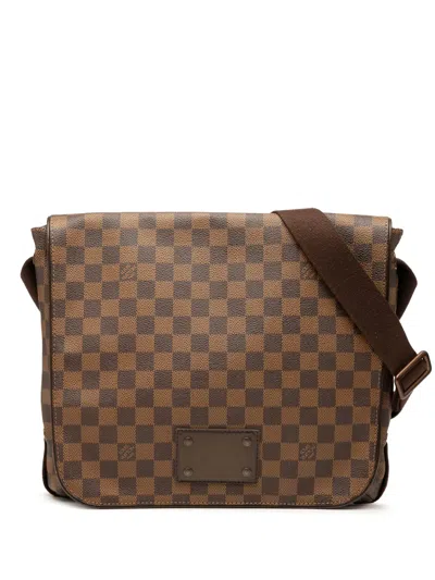 Pre-owned Louis Vuitton 2011 Damier Ebene Brooklyn Mm Crossbody Bag In Brown