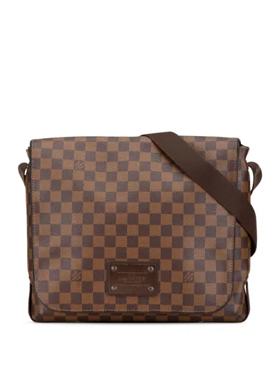 Pre-owned Louis Vuitton 2011 Damier Ebene Brooklyn Mm Crossbody Bag In Brown