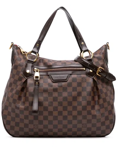 Pre-owned Louis Vuitton 2011 Damier Ebene Evora Mm Satchel In Brown