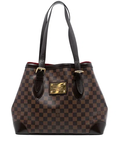 Pre-owned Louis Vuitton 2011 Damier Ebene Hampstead Mm Tote Bag In Brown