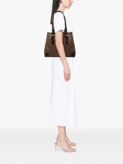Pre-owned Louis Vuitton 2011 Damier Ebene Hampstead Mm Tote Bag In Brown