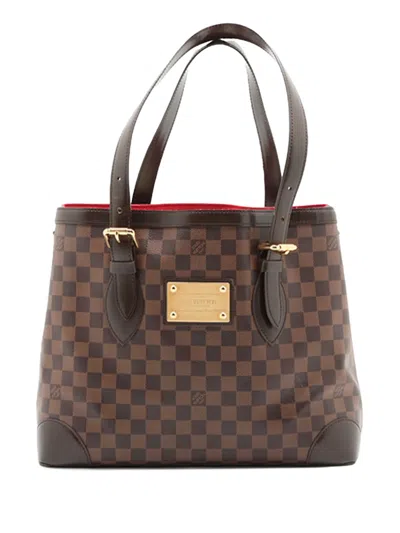 Pre-owned Louis Vuitton 2011 Damier Ebene Hampstead Mm Tote Bag In Brown