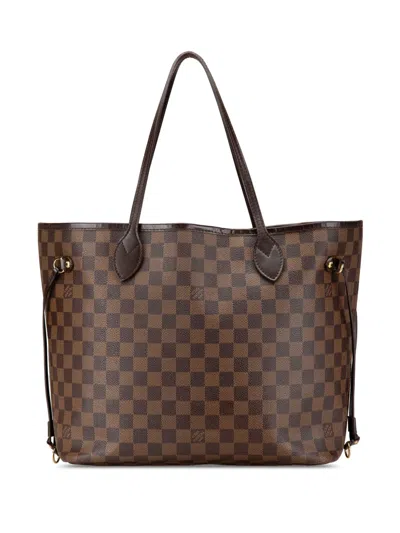 Pre-owned Louis Vuitton 2011 Damier Ebene Neverfull Mm Tote Bag In Brown