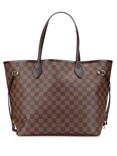 Pre-owned Louis Vuitton 2011 Damier Ebene Neverfull Mm Tote Bag In Brown