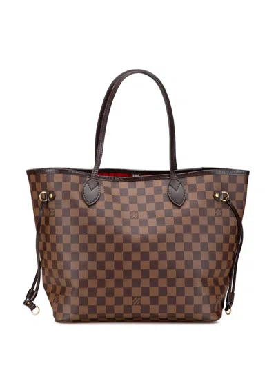 Pre-owned Louis Vuitton 2011 Damier Ebene Neverfull Mm Tote Bag In Brown