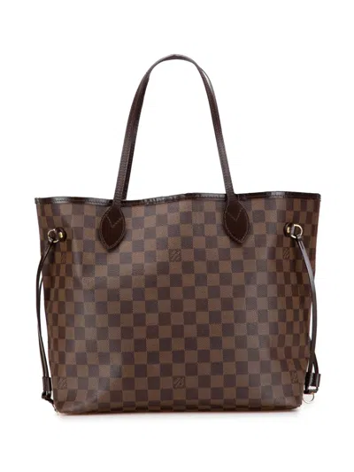 Pre-owned Louis Vuitton 2011 Damier Ebene Neverfull Mm Tote Bag In Brown