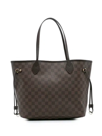 Pre-owned Louis Vuitton 2011 Damier Ebene Neverfull Mm Tote Bag In Brown