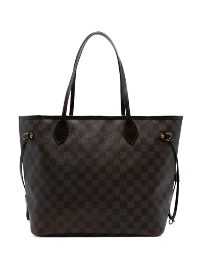 Pre-owned Louis Vuitton 2011 Damier Ebene Neverfull Mm Tote Bag In Brown