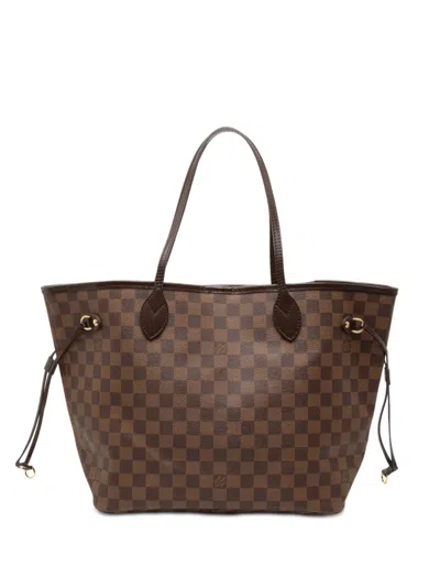 Pre-owned Louis Vuitton 2011 Damier Ebene Neverfull Mm Tote Bag In Brown