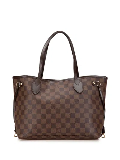Pre-owned Louis Vuitton 2011 Damier Ebene Neverfull Pm Tote Bag In Brown