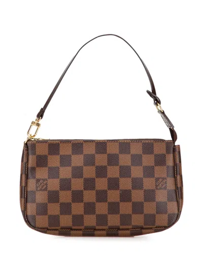Pre-owned Louis Vuitton 2011 Damier Ebene Pochette Accessoires Shoulder Bag In Brown