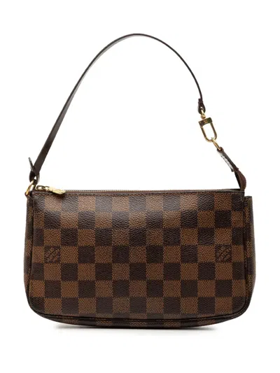 Pre-owned Louis Vuitton 2011 Damier Ebene Pochette Accessoires Shoulder Bag In Brown