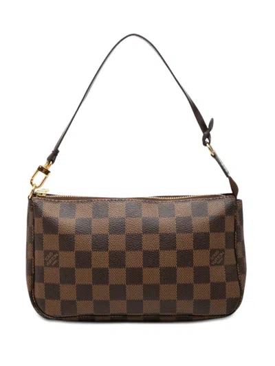 Pre-owned Louis Vuitton 2011 Damier Ebene Pochette Accessoires Shoulder Bag In Brown