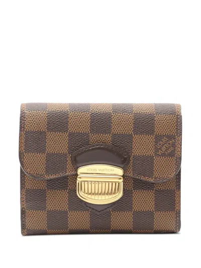 Pre-owned Louis Vuitton 2011 Damier Ebene Portefeuille Joey Trifold Wallet Small Wallets In Brown