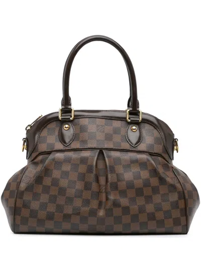 Pre-owned Louis Vuitton 2011 Damier Ebene Trevi Pm Satchel In Brown