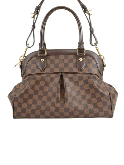 Pre-owned Louis Vuitton 2011 Damier Ebene Trevi Pm Satchel In Brown