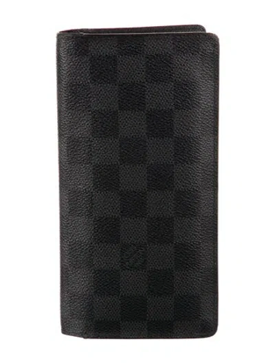 Pre-owned Louis Vuitton 2011 Damier Graphite Pattern Brazza Wallet In Black