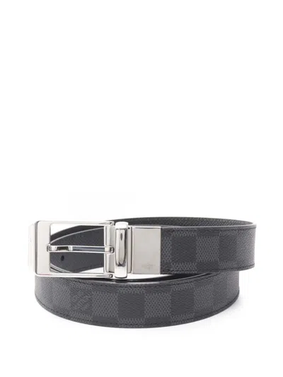 Pre-owned Louis Vuitton 2011 Damier Graphite Seattle Belt In Black