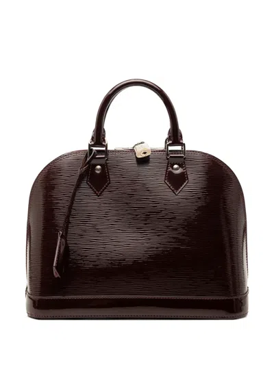 Pre-owned Louis Vuitton 2011 Electric Epi Alma Pm Satchel In Purple