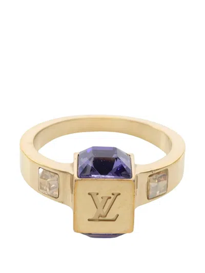 Pre-owned Louis Vuitton 2011 Gamble Crystal Ring In Gold