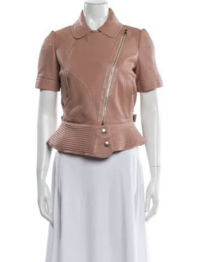 Pre-owned Louis Vuitton 2011 Leather Biker Jacket In Pink