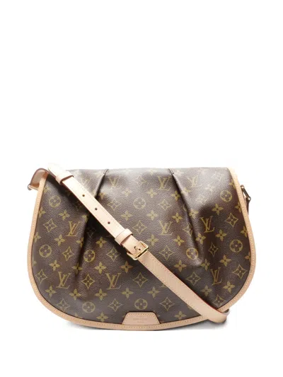 Pre-owned Louis Vuitton 2011 Mm Menilmontant Monogram Shoulder Bag In Brown