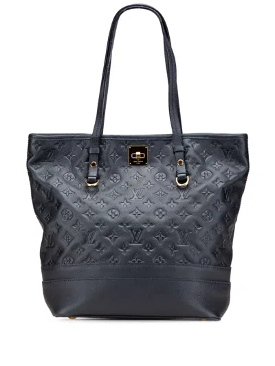 Pre-owned Louis Vuitton 2011 Monogram Empreinte Citadine Pm Tote Bag In Blue