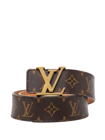 Pre-owned Louis Vuitton 2011 Monogram Initiales Reversible Belt In Brown