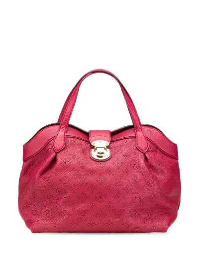 Pre-owned Louis Vuitton 2011 Monogram Mahina Cirrus Pm Handbag In Red