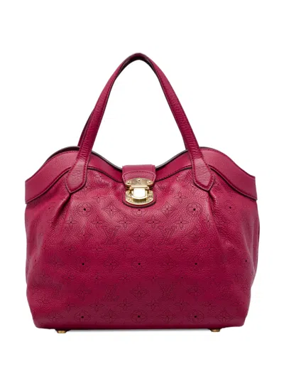 Pre-owned Louis Vuitton 2011 Monogram Mahina Cirrus Pm Handbag In Red