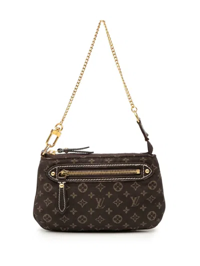 Pre-owned Louis Vuitton 2011 Monogram Mini Lin Mini Pochette Accessoires Handbag In Brown