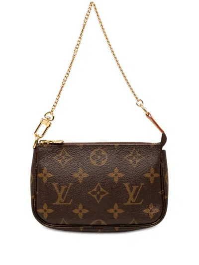 Pre-owned Louis Vuitton 2011 Monogram Mini Pochette Accessoires Handbag In Brown