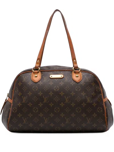Pre-owned Louis Vuitton 2011 Monogram Montorgueil Pm Handbag In Brown