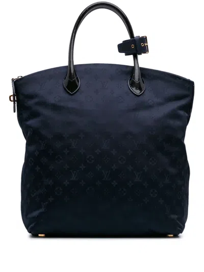 Pre-owned Louis Vuitton 2011 Monogram Nylon Desire Lockit Vertical Mm Tote Bag In Blue