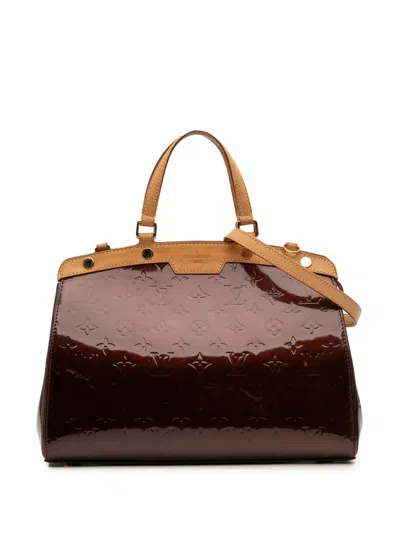 Pre-owned Louis Vuitton 2011 Monogram Vernis Brea Mm Satchel In Red