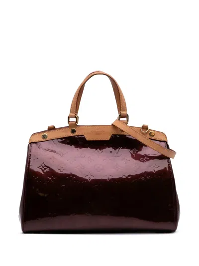 Pre-owned Louis Vuitton 2011 Monogram Vernis Brea Mm Satchel In Red
